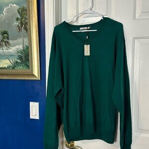 NWT Men’s Peter Millar Emerald Green 100% Mereno Wool V Neck Sweater Size XXL